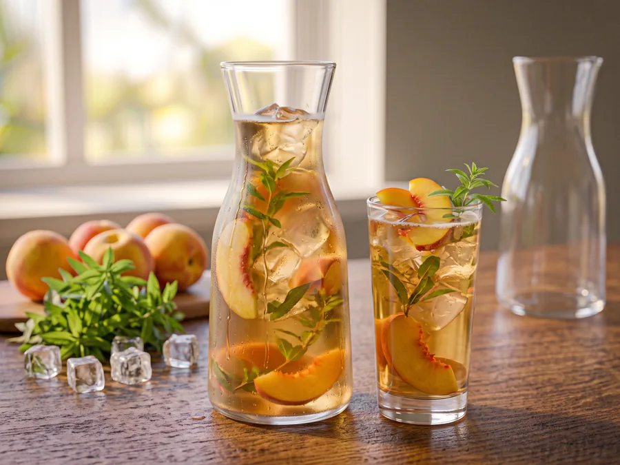 Infusion froide pêche-verveine