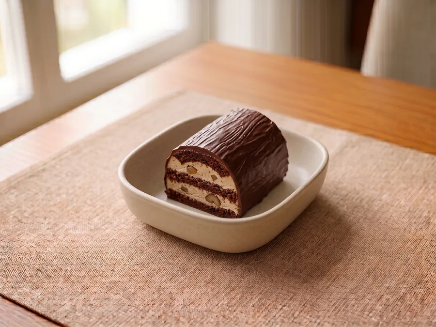 Bûche vegan chocolat-marron