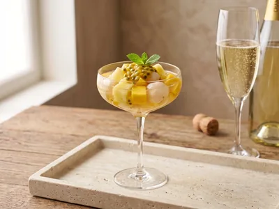 Coupe de fruits exotiques au champagne