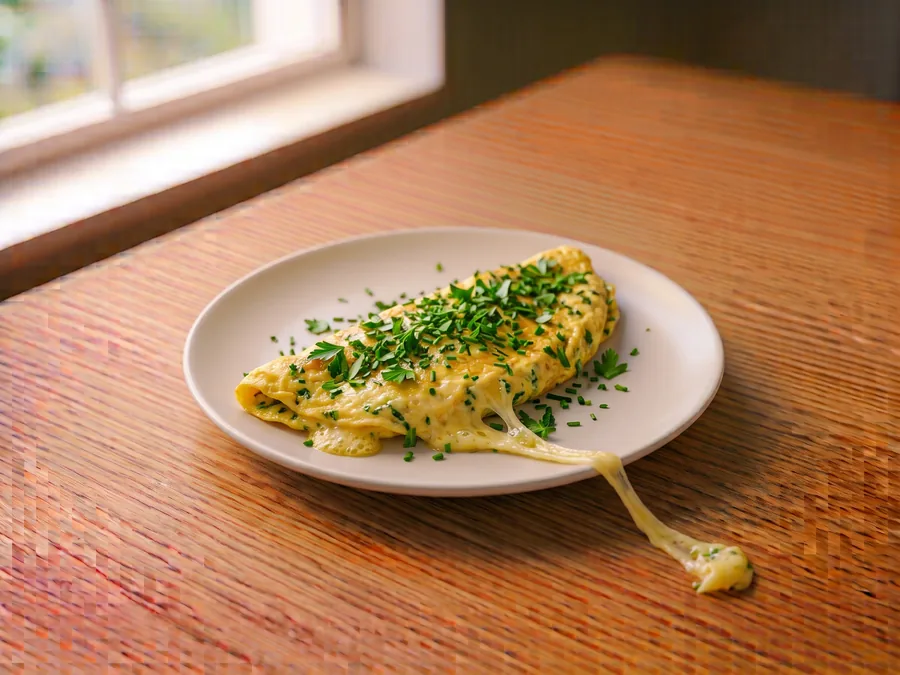 Omelette aux fines herbes et fromage