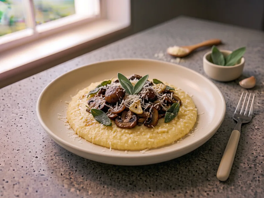 Polenta crémeuse aux champignons