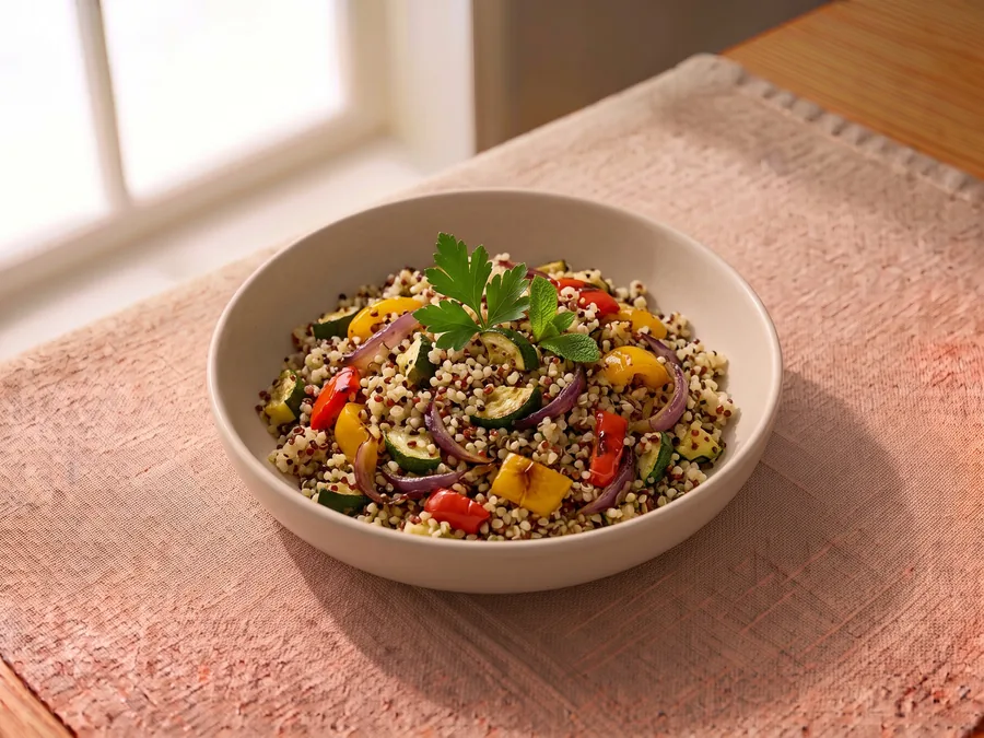 Salade de quinoa aux légumes rôtis