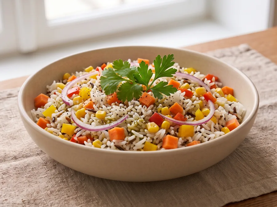 Salade de riz croquante aux légumes