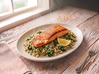 Saumon poêlé et quinoa