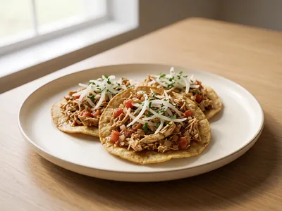 Tostadas au poulet effiloché